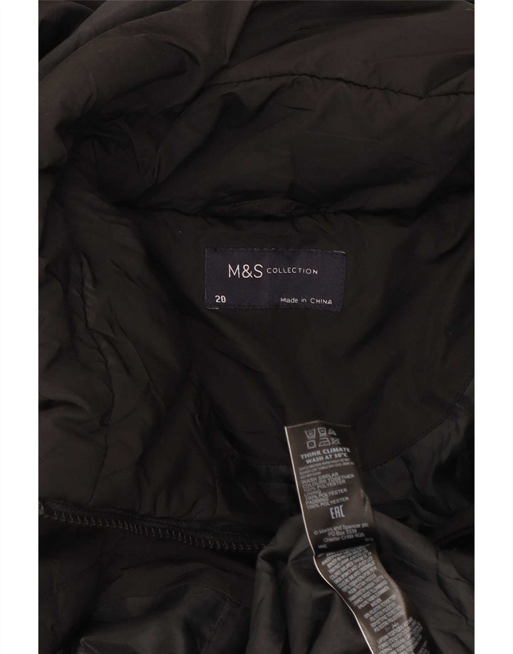 Casaco acolchoado com capuz feminino Marks & Spencer UK 20 2XL poliéster preto