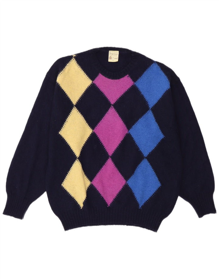 Suéter masculino Shannon com gola redonda grande azul marinho Argyle/Diamante