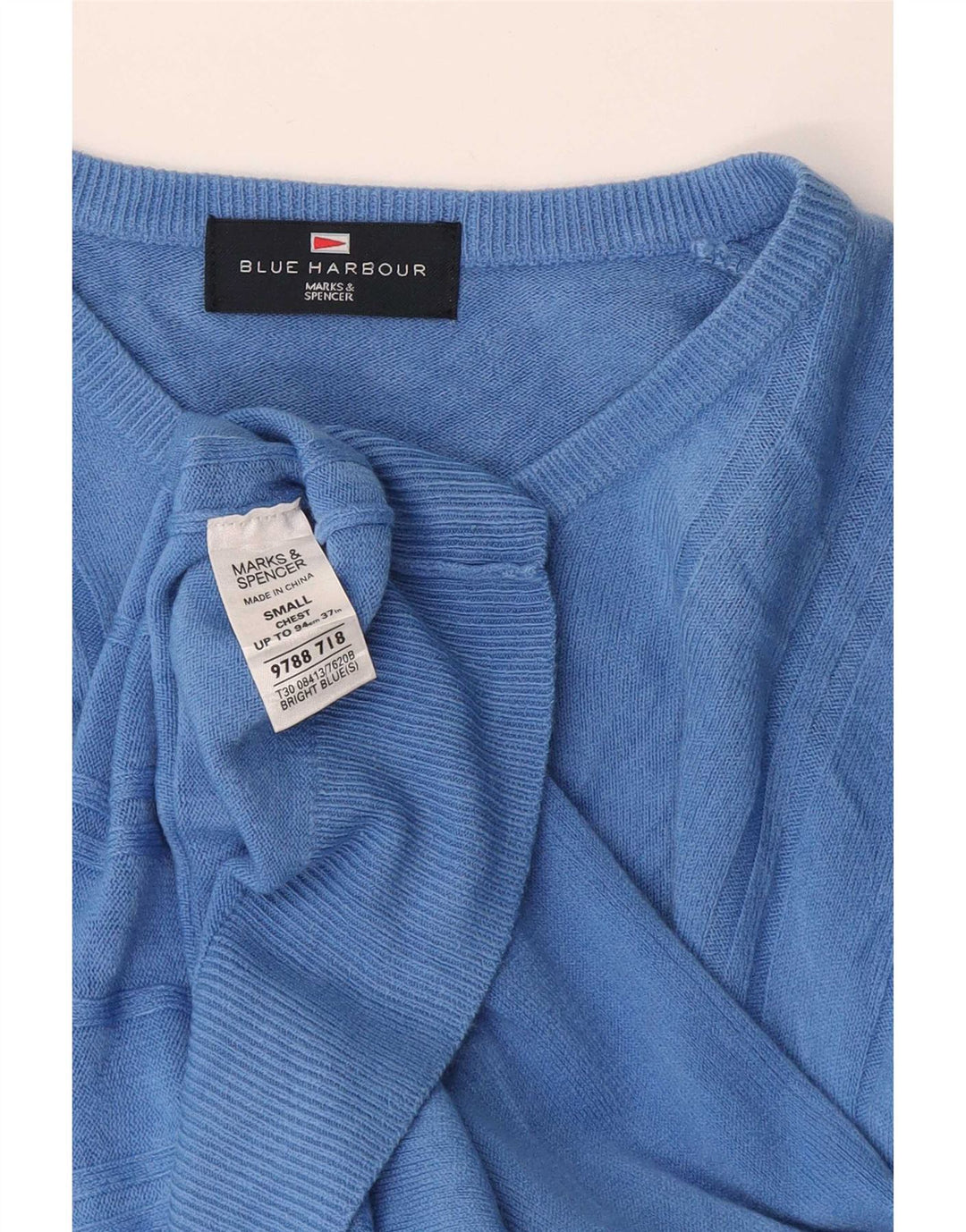 Suéter feminino Marks & Spencer Blue Harbor com decote em V Reino Unido 10 pequeno