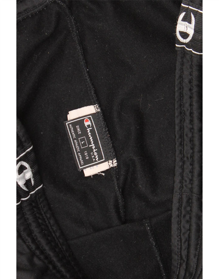 Calça esportiva masculina Champion com estampa gráfica grande de poliéster preto