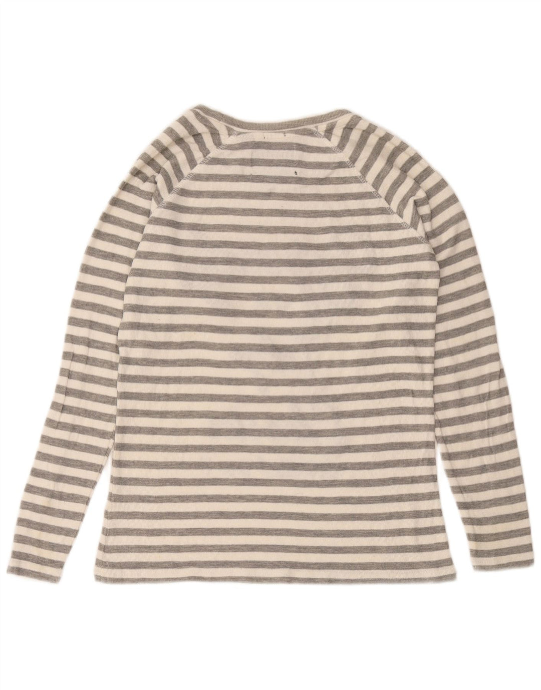 Top gráfico feminino Superdry manga comprida UK 10 algodão listrado cinza pequeno