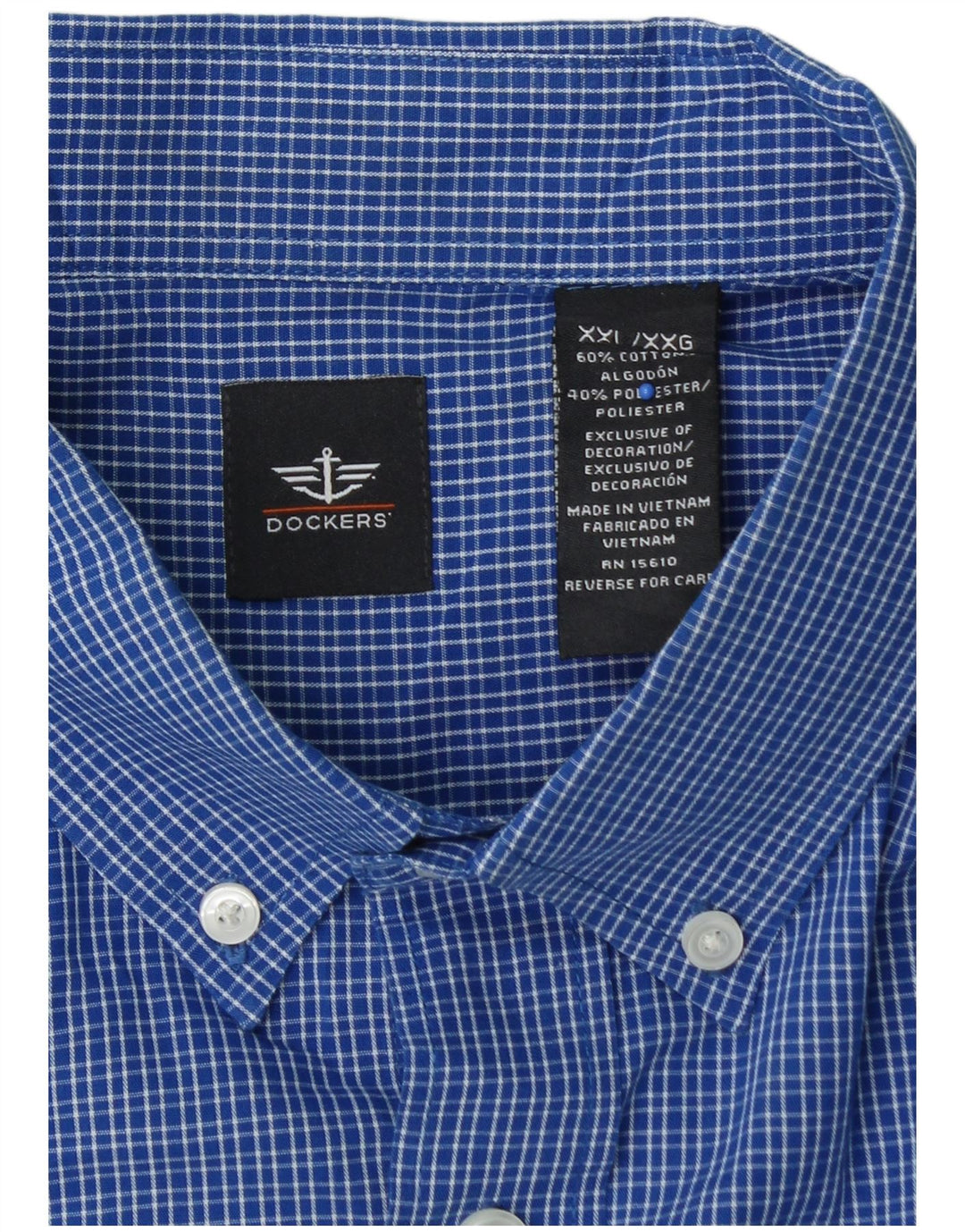 Camisa masculina DOCKERS 2XL algodão xadrez azul