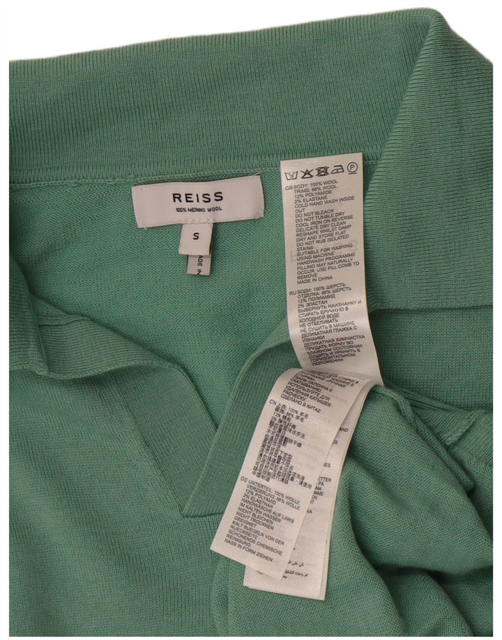 Camisa polo masculina de manga curta Reiss pequena lã verde