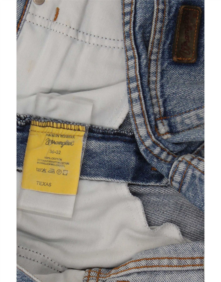 Wrangler Masculino Texas Distressed Straight Jeans W36 L32 Azul Algodão