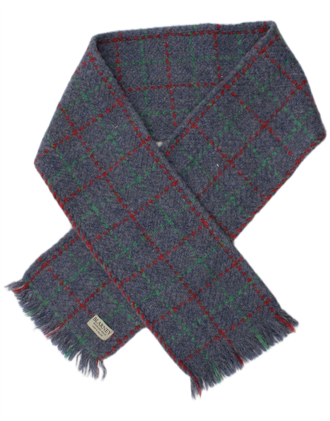 Lenço retangular masculino Blarney, tamanho único, lã xadrez azul, inverno