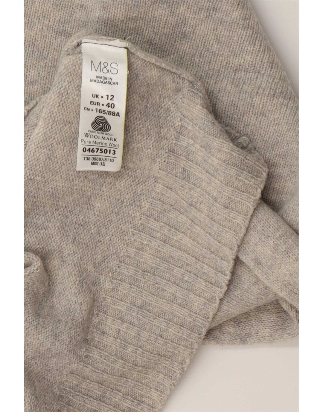 Suéter feminino Marks & Spencer com gola canoa Reino Unido 12 médio azul manchado