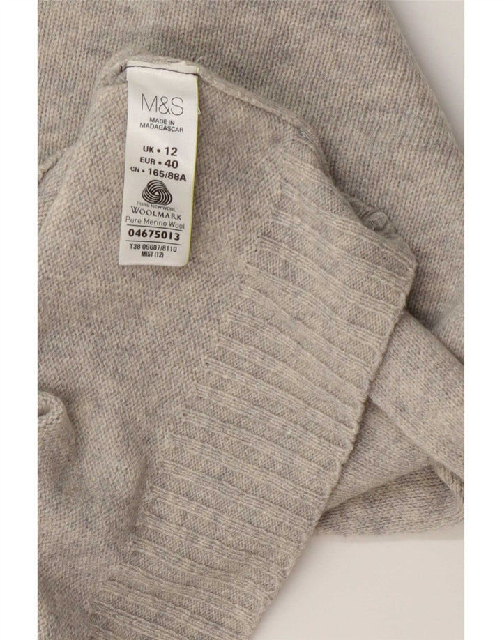 Suéter feminino Marks & Spencer com gola canoa Reino Unido 12 médio azul manchado