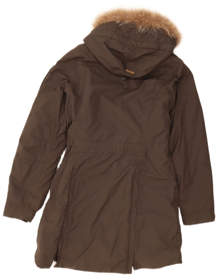 Icepeak Casaco feminino acolchoado com capuz e grandes dimensões UE 36 pequeno cáqui poliamida