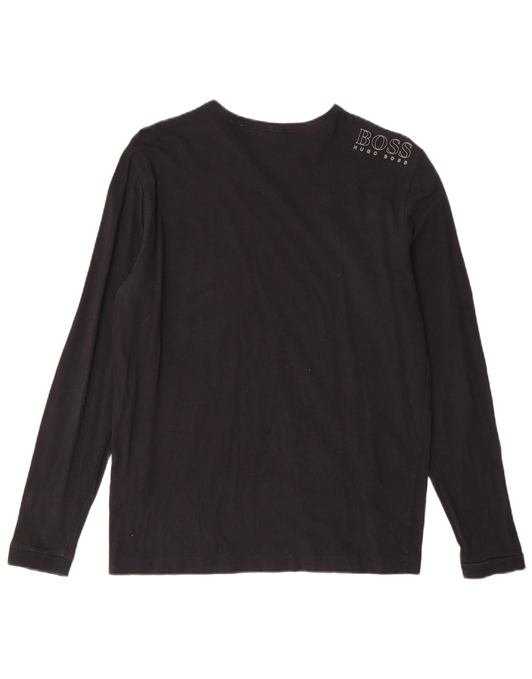 HUGO BOSS Mens Regular Fit Top Manga Longa Pequeno Algodão Preto