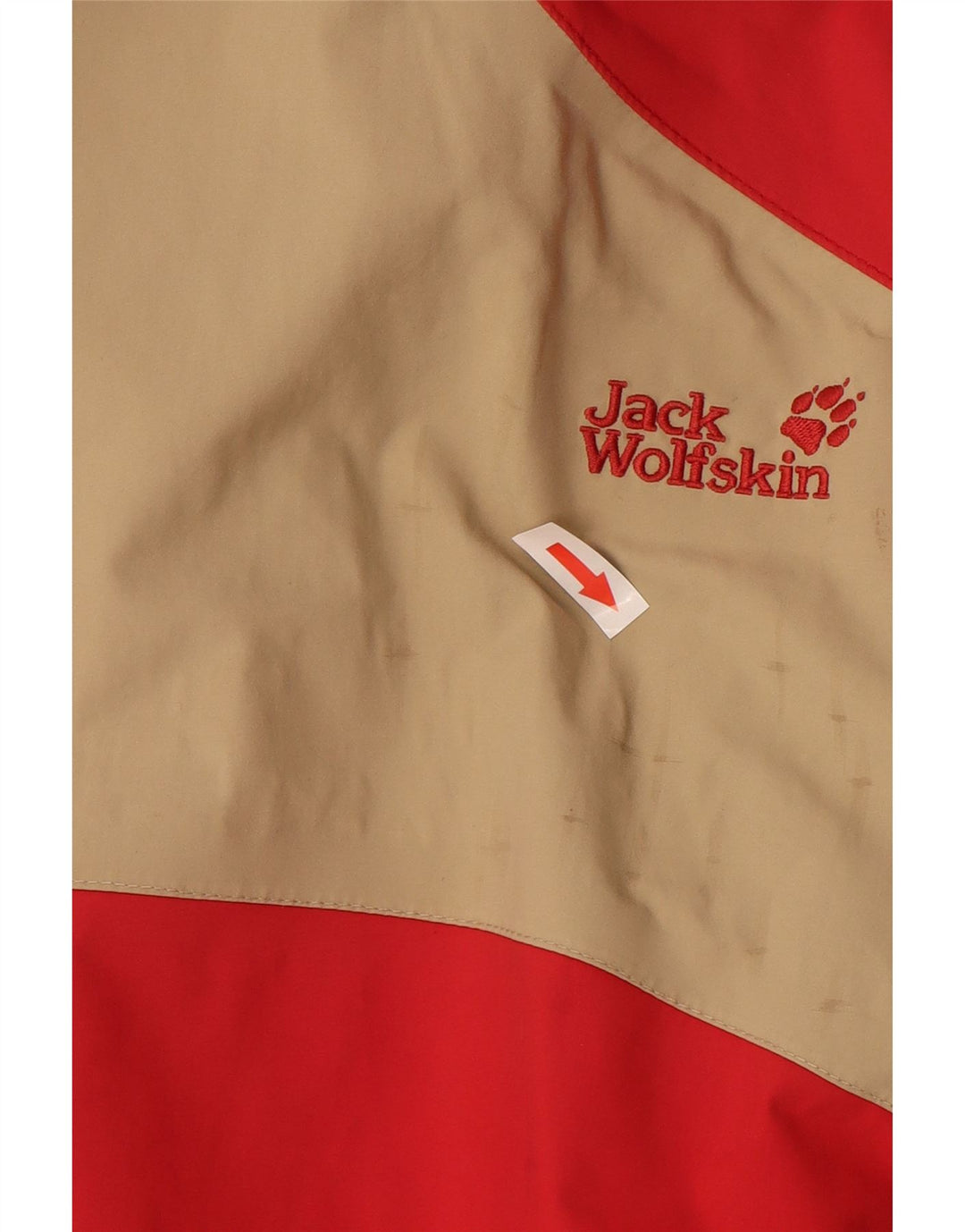 Jaqueta de chuva feminina Jack Wolfskin Loose Fit UK 12 Medium Red Colourblock