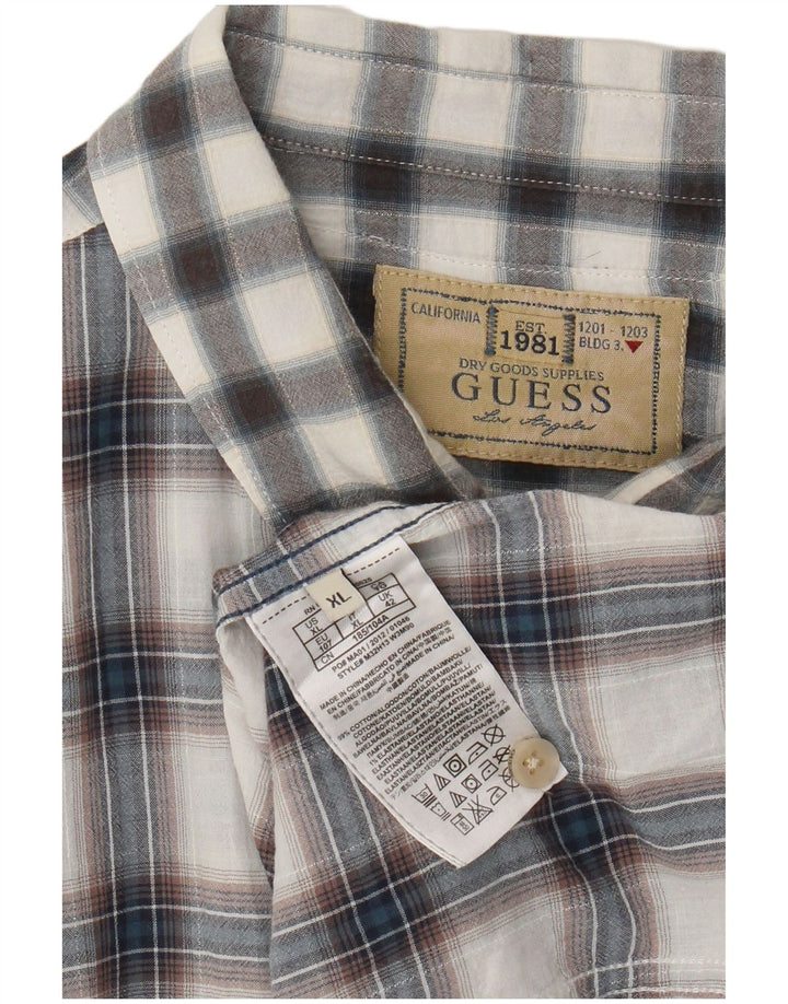 Camisa masculina de manga curta Guess XL cinza xadrez algodão
