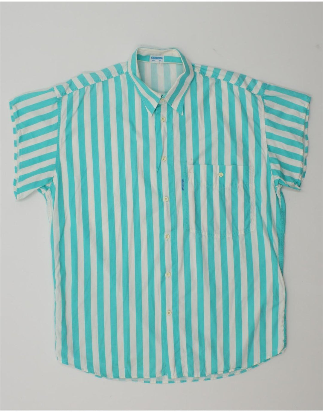 Camisa masculina Carrera manga curta listrada azul médio