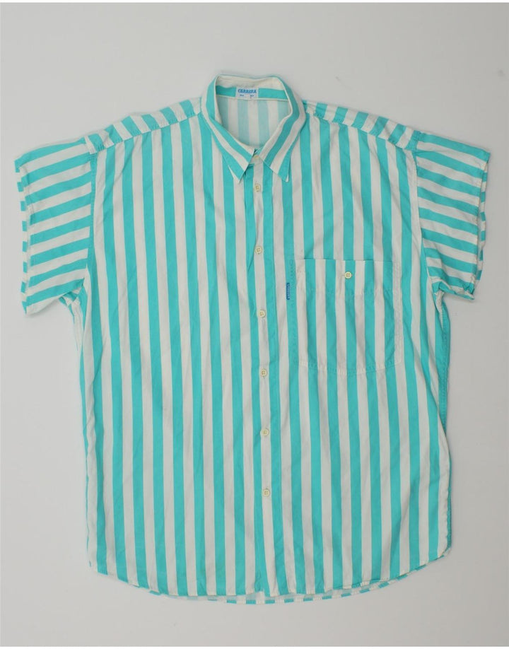 Camisa masculina Carrera manga curta listrada azul médio
