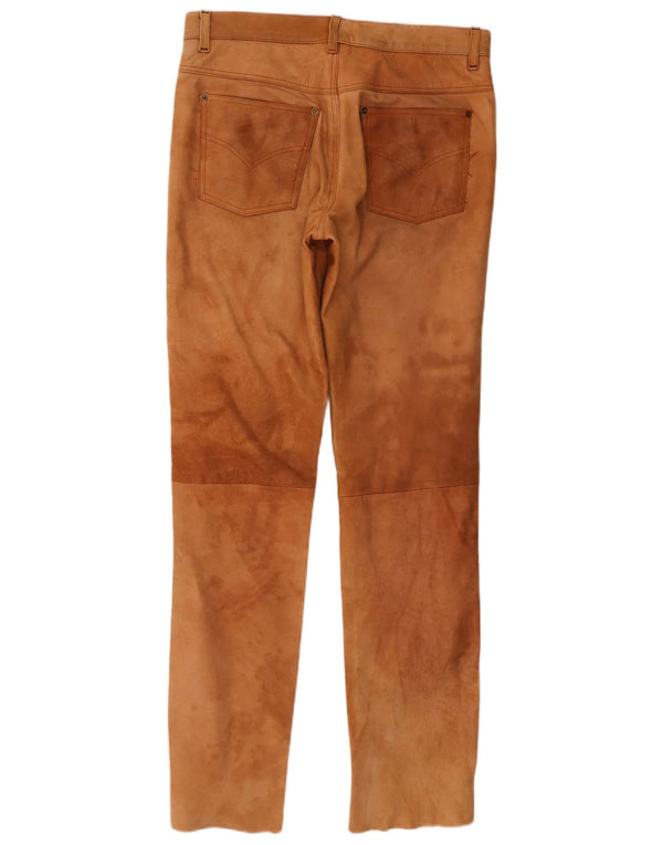 Calça masculina POLO de camurça reta IT 52 XL W38 L34 couro marrom