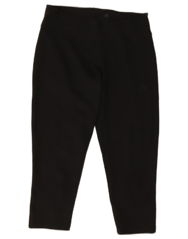 Adidas Womens Climalite Capri Leggings UK 12/14 Médio Preto Poliéster