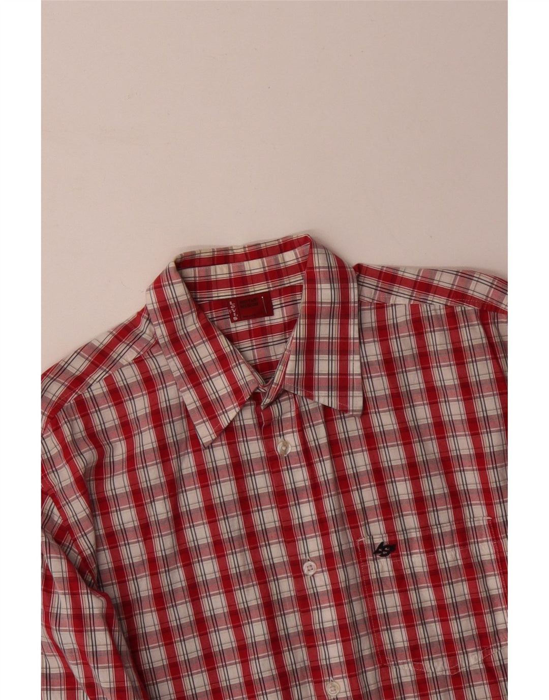 Camisa masculina LEVI'S de algodão xadrez vermelho médio