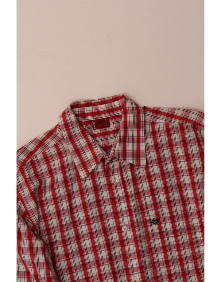 Camisa masculina LEVI'S de algodão xadrez vermelho médio