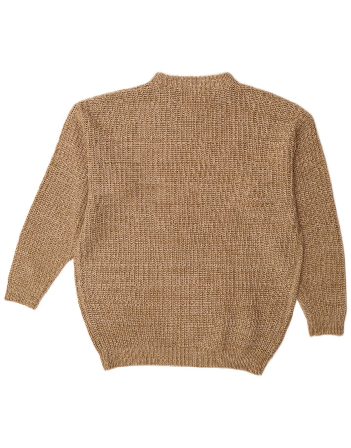Suéter masculino VINTAGE com gola redonda XL bege salpicado de acrílico