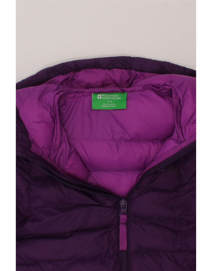 MOUNTAIN WAREHOUSE Girls Hooded Padded Jacket 3-4 Years Purple Nylon Vintage Mountain Warehouse and Second-Hand Mountain Warehouse from Messina Hembry 