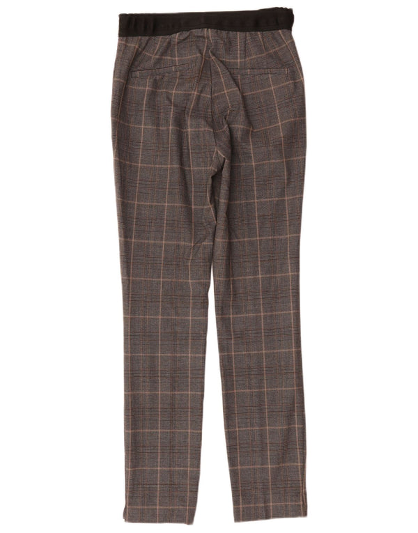 Zara Calça Chino Feminina Cintura Alta Slim XS W24 L28 Cinza Xadrez
