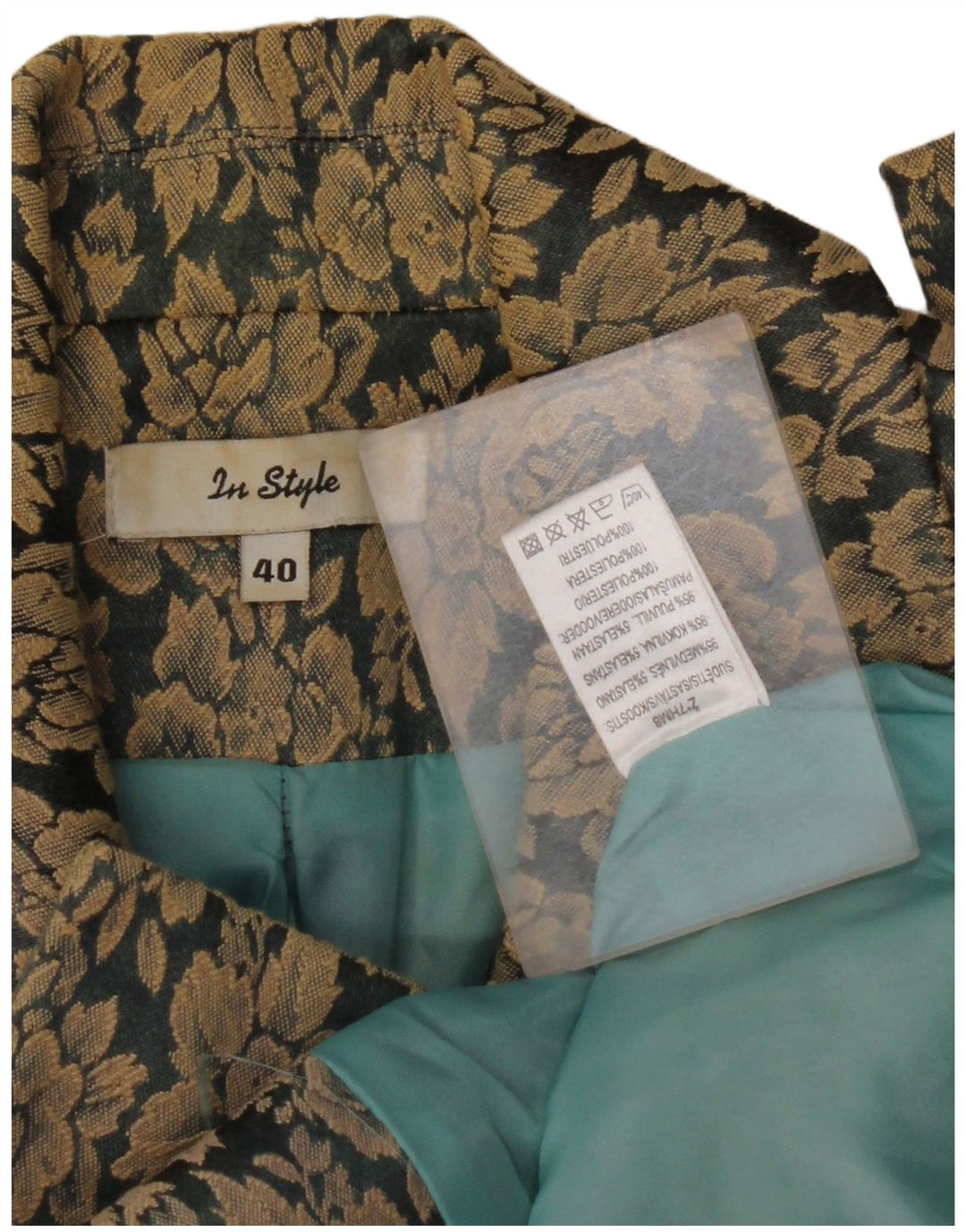 Jaqueta blazer feminina VINTAGE com 3 botões EU 40 algodão floral marrom médio