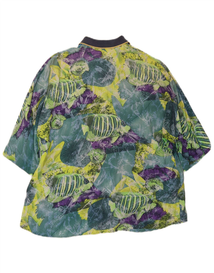 CARREL Camisa masculina de manga curta com padrão abstrato pequena multicolorida