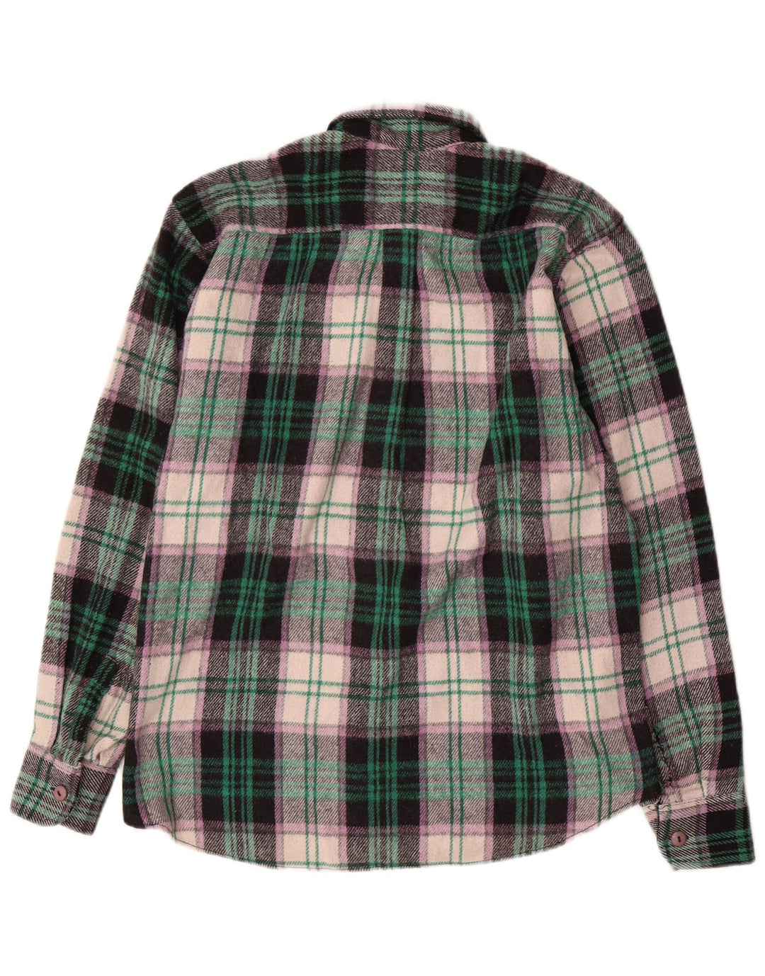 Camisa masculina vintage de flanela média de lã xadrez multicolorida
