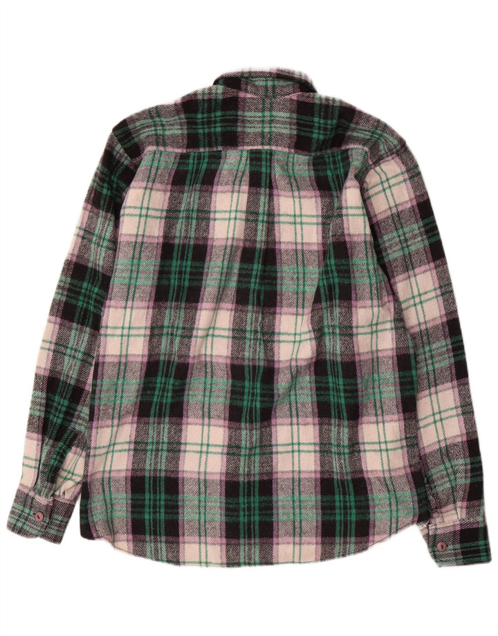 Camisa masculina vintage de flanela média de lã xadrez multicolorida