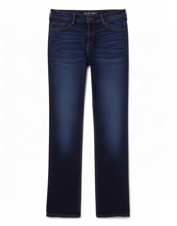 Jeans Marks & Spencer feminino slim bootcut Reino Unido 14 grande W34 L32 azul marinho