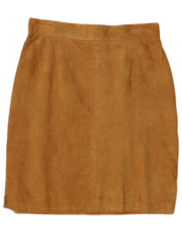 Saia feminina vintage de camurça IT 42 médio W28 couro bege