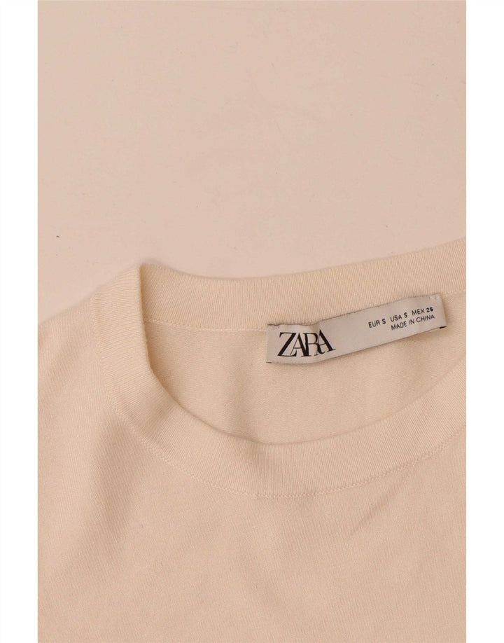 Suéter feminino Zara com gola canoa, Reino Unido 10, pequeno, branco