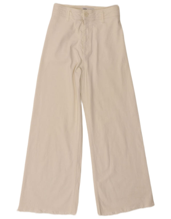 Zara Calça feminina casual cintura alta perna larga UE 38 pequena W28 L28 branca