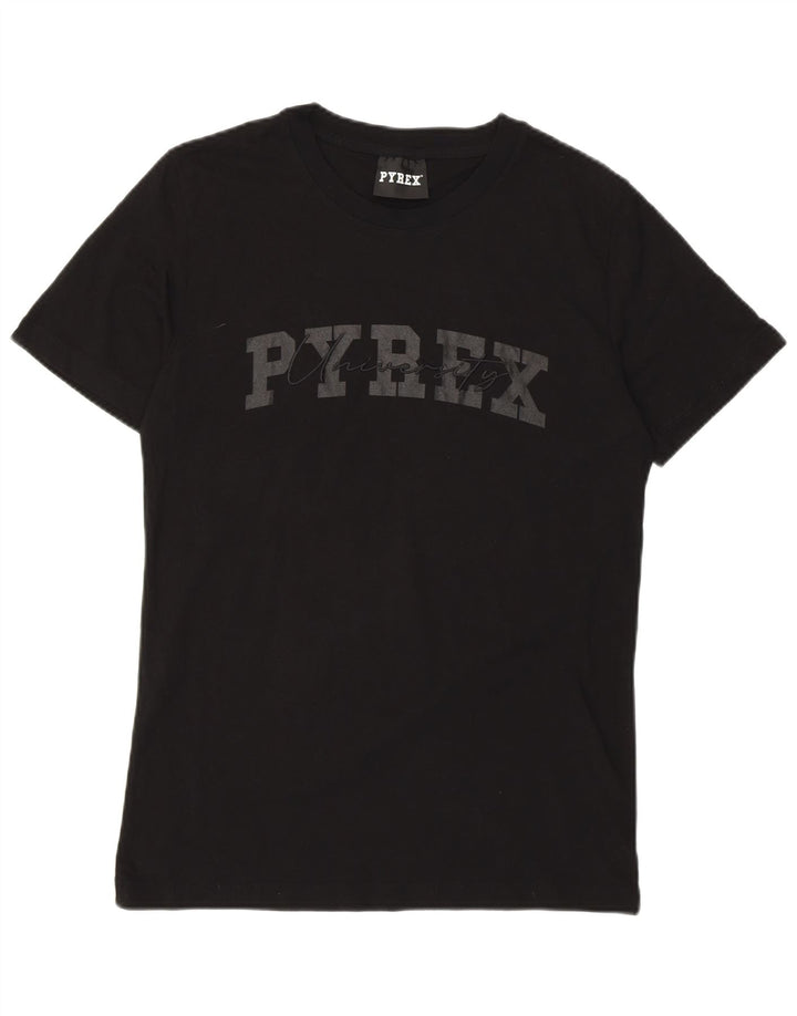Camiseta gráfica masculina PYREX XS algodão preto