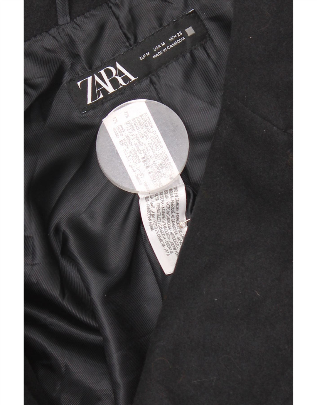 Zara Womens Oversized Pea Coat UK 14 Médio Azul Marinho Poliéster