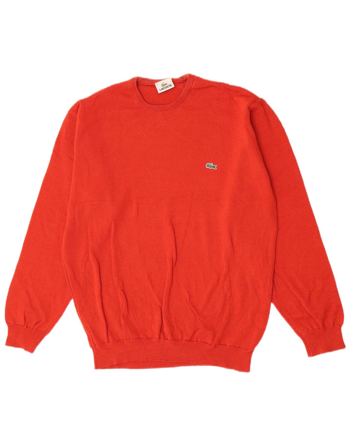 Suéter masculino Lacoste com gola redonda tamanho 6 XL lã virgem vermelha
