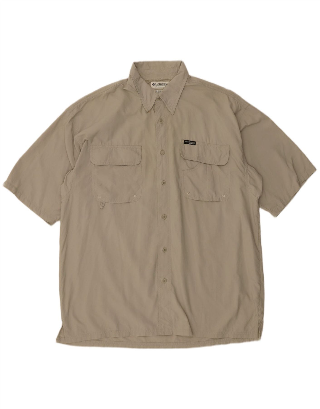 Camisa masculina de manga curta Columbia XL cáqui nylon