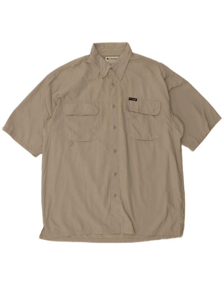 Camisa masculina de manga curta Columbia XL cáqui nylon