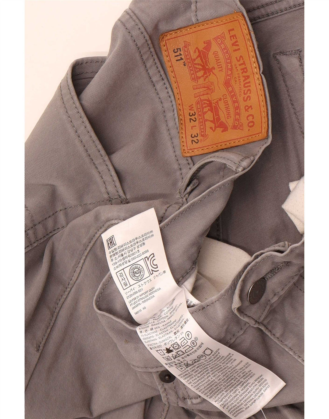 Calça Levi's Masculina 511 Slim Casual W32 L32 Cinza Algodão
