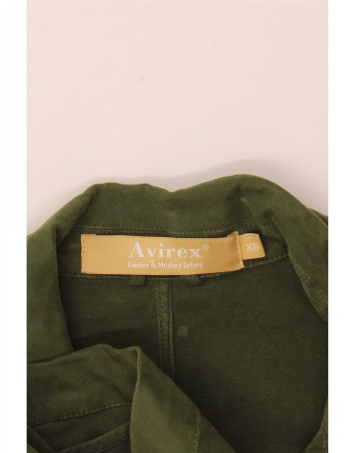 Jaqueta blazer feminina Avirex com 4 botões UK 6 XS algodão verde
