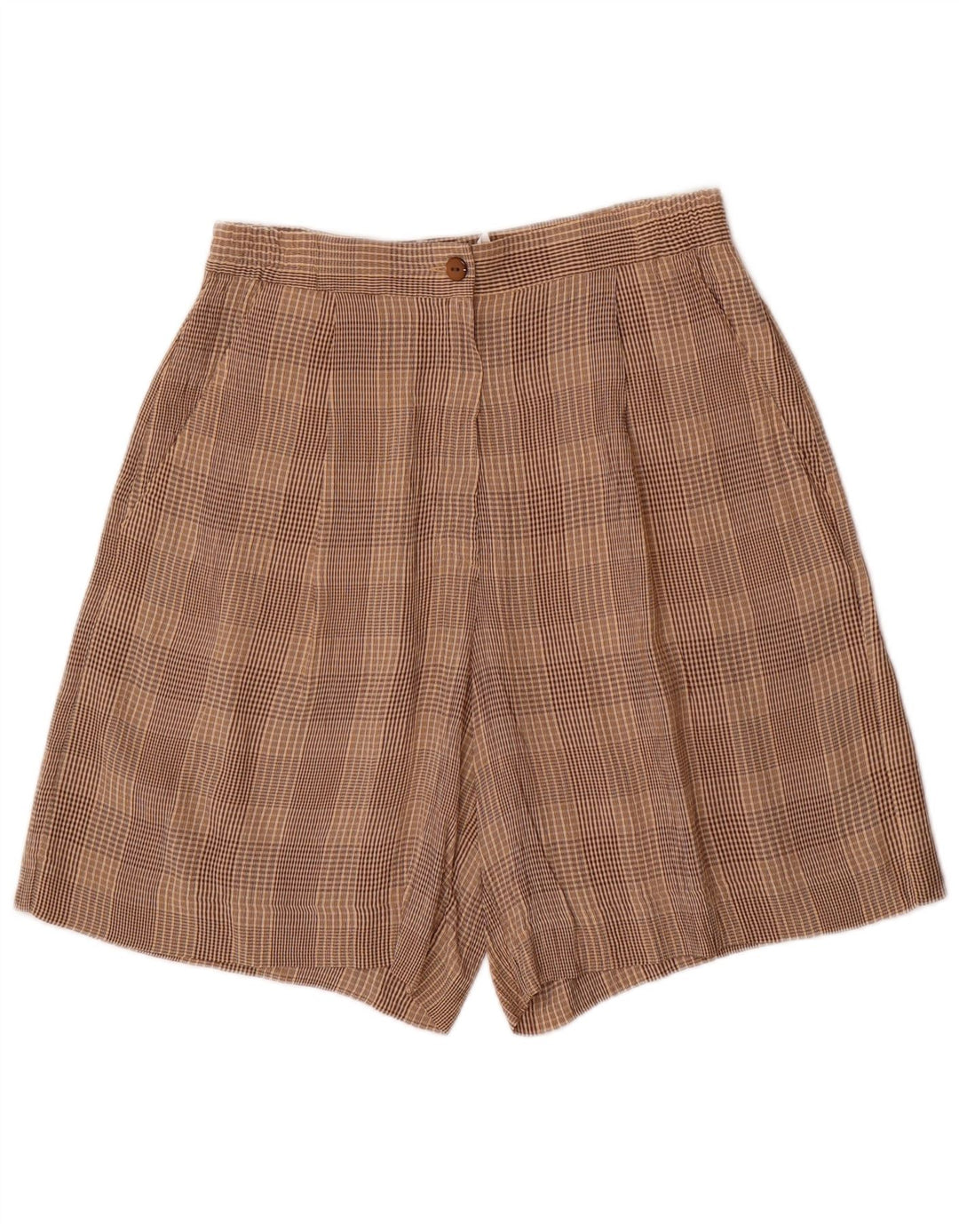 Conjunto feminino VINTAGE de 4 botões e 2 peças Reino Unido 10 pequeno W28 marrom xadrez acetato