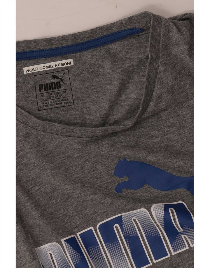 Puma Mens Graphic T-Shirt Top Grande Cinza Salpicado
