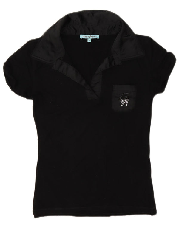 Camisa polo feminina Guess By Marciano US 2 XS preta viscose