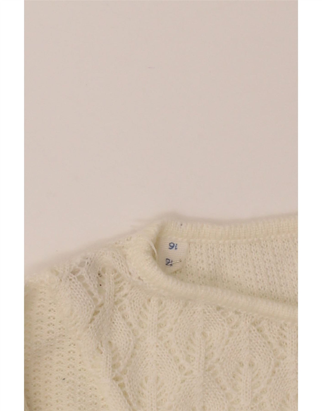 VINTAGE Womens Boat Neck Jumper Sweater UK 16 Large Off White Vintage Vintage and Second-Hand Vintage from Messina Hembry 