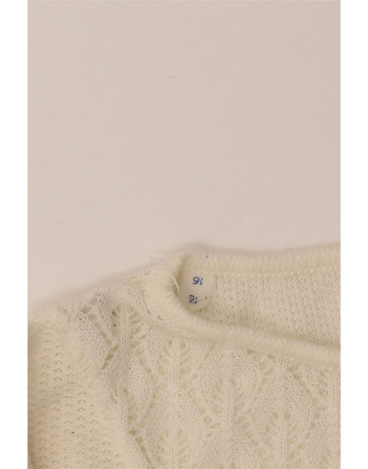 VINTAGE Womens Boat Neck Jumper Sweater UK 16 Large Off White Vintage Vintage and Second-Hand Vintage from Messina Hembry 