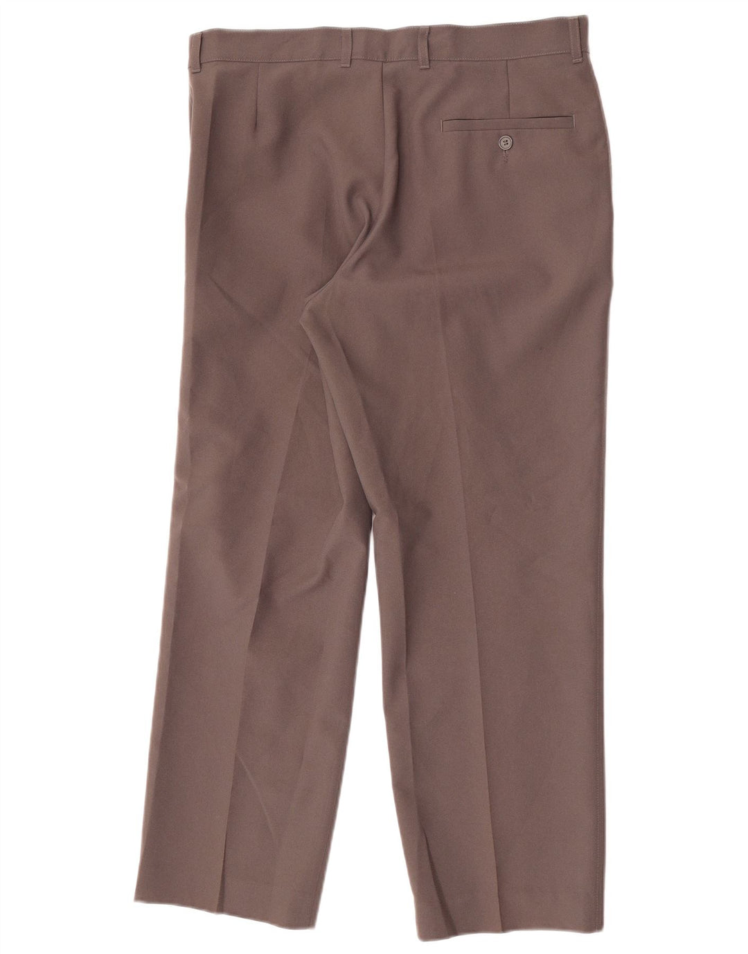 Calça chino reta masculina Marks & Spencer W34 L29 poliéster marrom