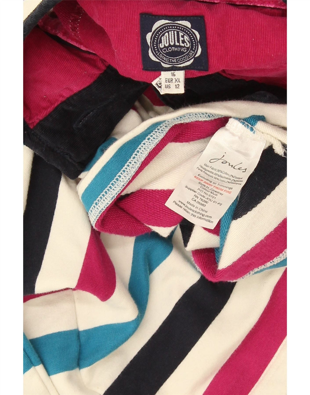 Joules moletom feminino jumper UK 16 grande listrado multicolorido