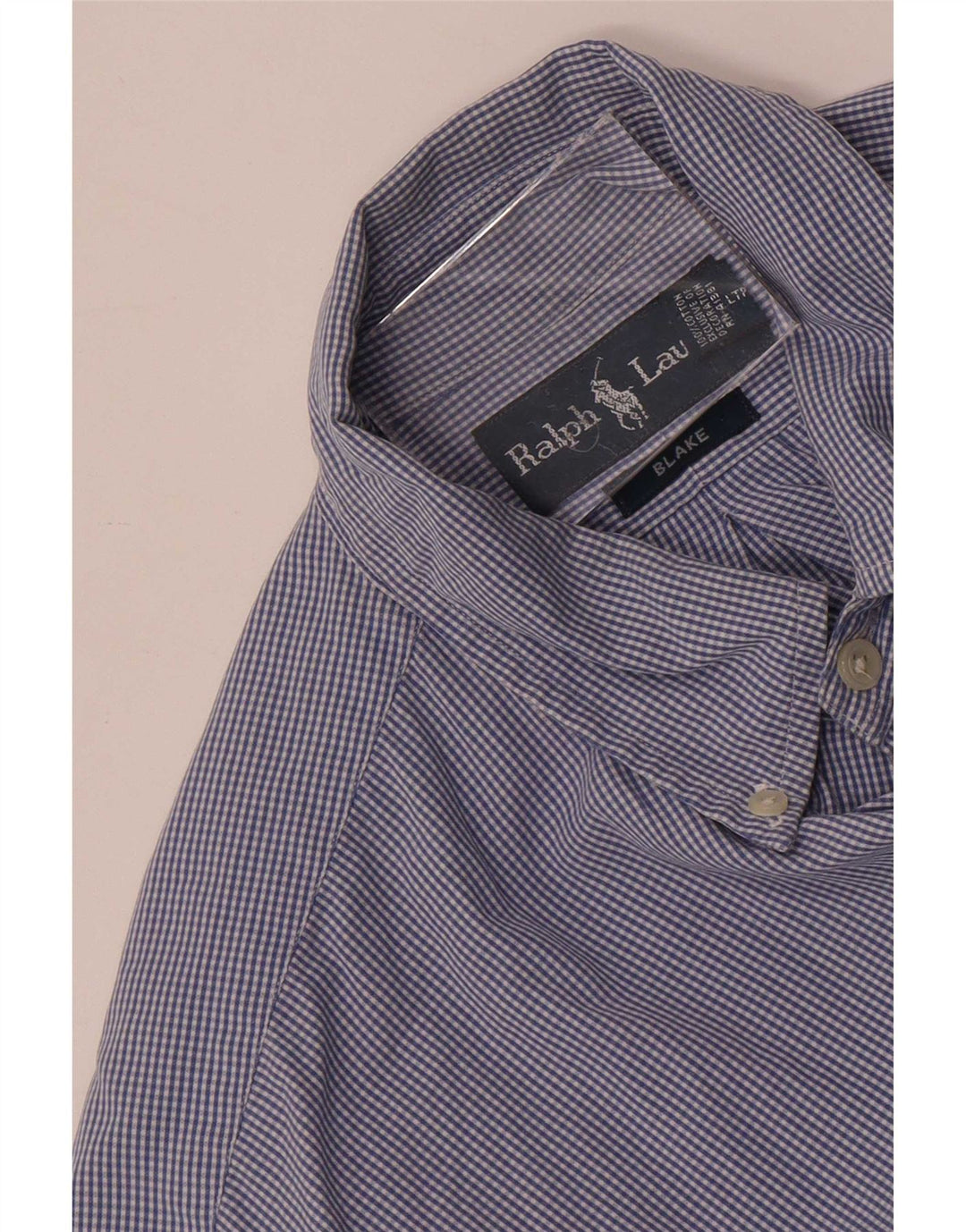 Ralph Lauren Camisa masculina Blake média azul marinho algodão guingão