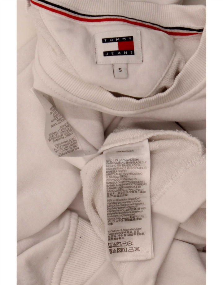 Tommy Hilfiger moletom feminino gráfico oversized jumper UK 10 pequeno branco