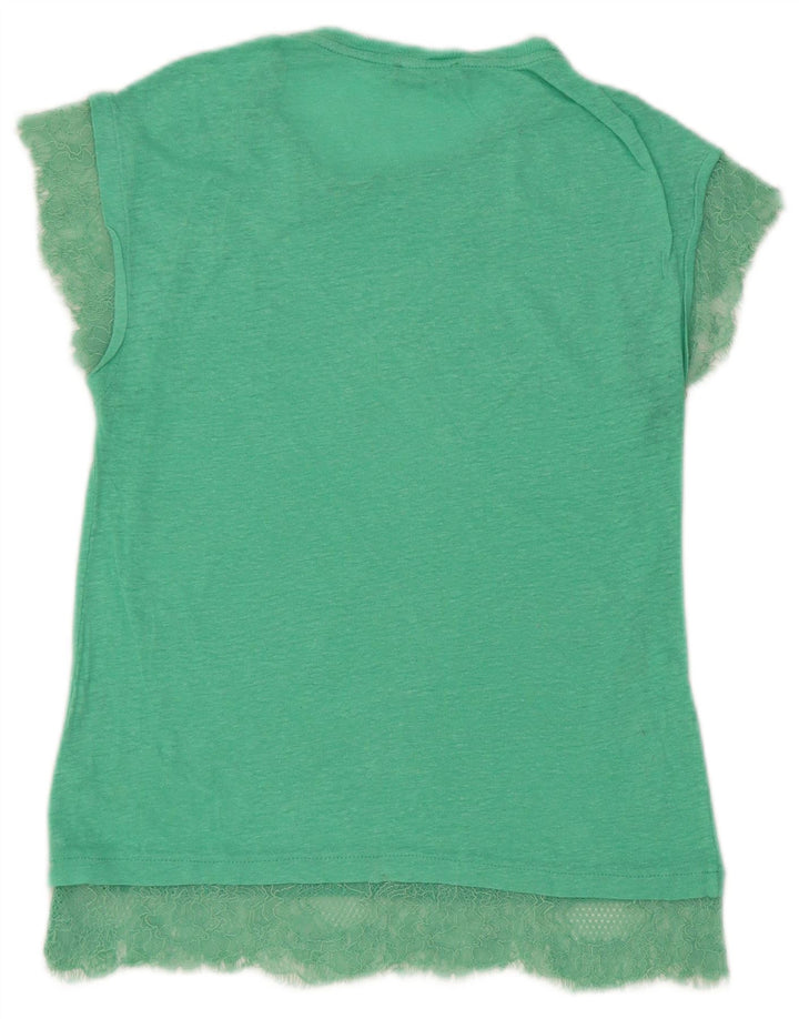 Camiseta feminina Zara Top UK 10 pequena verde