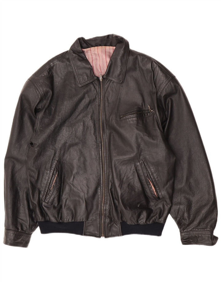 Jaqueta de couro masculina vintage UK 42 XL couro preto